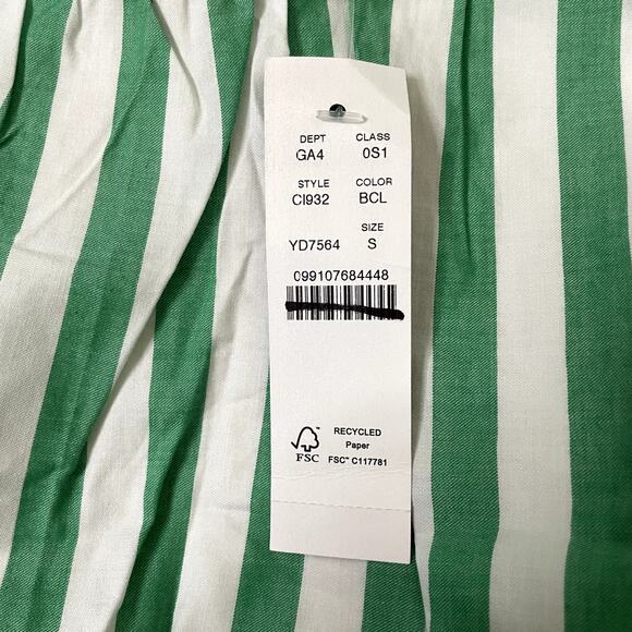 J.Crew Hyacinth Dress Striped Cotton Poplin Smocked Holiday CI932 Bright Clover - Picture 12 of 14